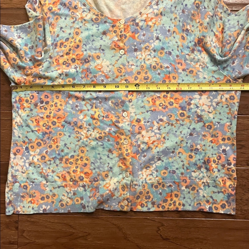 J. Jill Floral 3/4 Length Sleeve Button Down Sweater Size XL - Picture 5 of 8